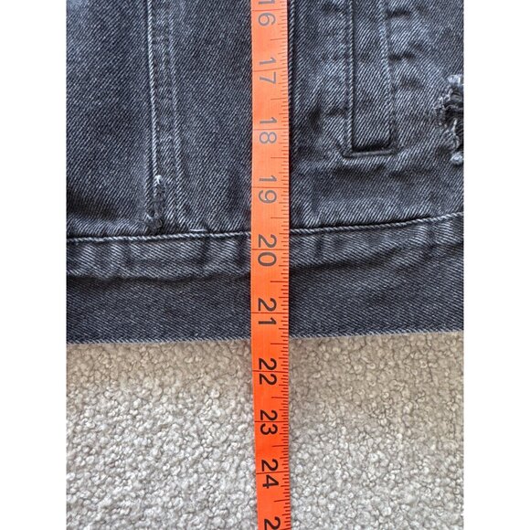 Forever 21 Distressed Black Denim Jacket S - Picture 8 of 9